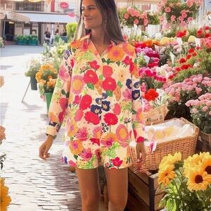 Villa Gallo Mariela Silk Shorts | Multicolor Floral | IT 44